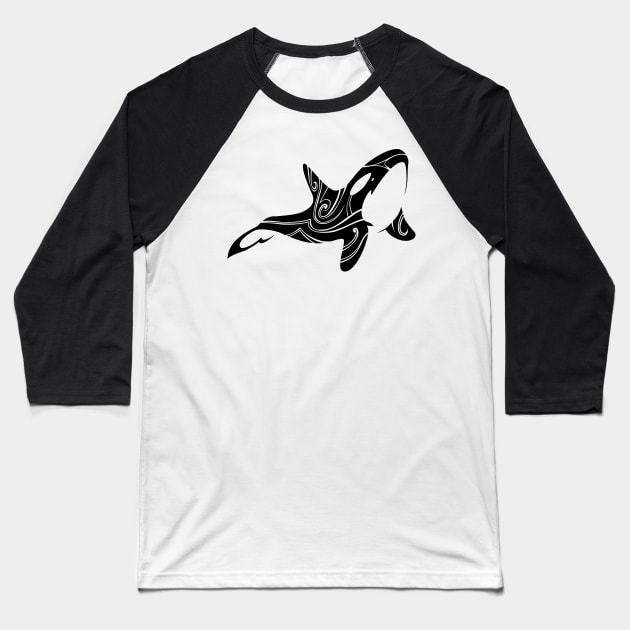 Tribal Orca Baseball T-Shirt by TurkeysDesign